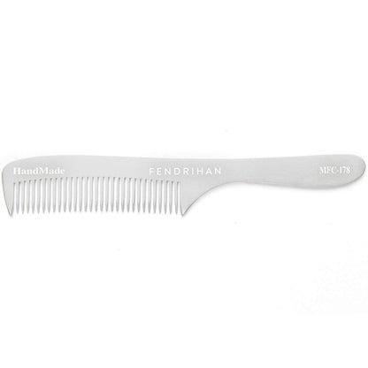 Fendrihan Sturdy Metal Fine Tooth Barber Grooming Comb with Handle (6.8 Inches)