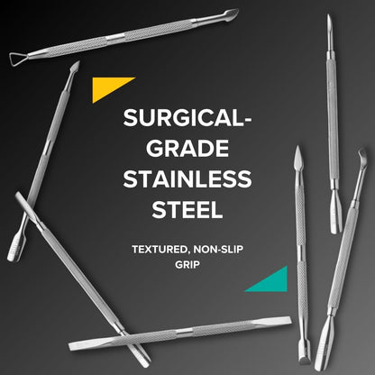 Rui Smiths Pro Cuticle Pusher with 2 Ends - Stainless Steel Manicure Tool - Style 106