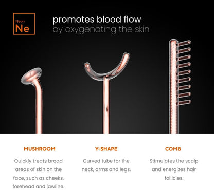 NuDerma Professional Skin Therapy Wand - Portable Skin Therapy Machine with 6 Neon & Argon Wands – Boost Your Skin – Clear Firm & Tighten