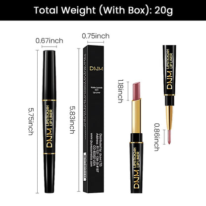 Kaely 2-in-1 Light Mauve Red Matte Lip Liner & Lipstick Combo Set Kit for Women, Magic Neutral Lipstick 24 Hours Original Lips Liner Pencil Stain Makeup Long Lasting Waterproof 22