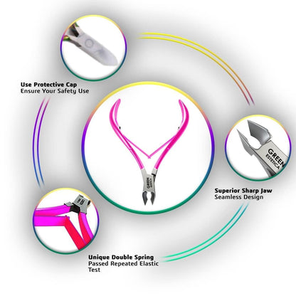 Professional Cuticle Trimmer Nail Cuticle Cutter Stainless Steel Cuticle Nippers with Sharp Blades of Cuticle Remover Clippers Manicure Tools Double Spring - Pedicure Nail Tools (Pink - 4 Pack)
