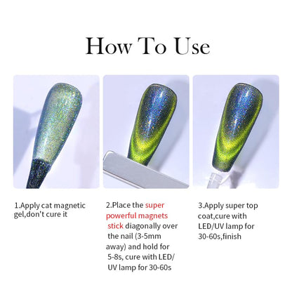 Born Pretty Cat Magnetic Gel Nail Polish 9D Chameleon Holorgraphic Cat Magnetic Eye Gel Polish Glitter Gel Polish Set 6PCS