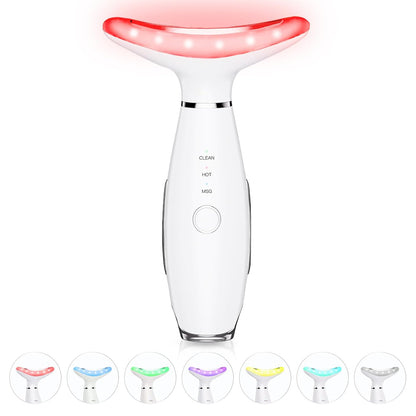7 Color Neck Face Massager - Facial Massager Tool for Skin Care at Home, Vibrating Face Massager with Thermals, Galvanic Machines White