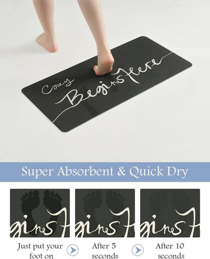 Bath Mat-Bathroom Mat Rug Non Slip Super Absorbent Stain Resistant Quick Dry Thin Bathroom Rug-Bath Mats for Bathroom Floor Bathtub Vanity-Bathmat Bath Rug Easy Care-24"x35",Black