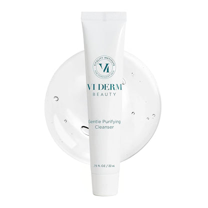 VI Derm Hydrating Gentle Purifying Cleanser – Face Wash with Aloe Vera, Antioxidants, and Willow Bark, Travel Size Mini Facial Cleanser for Makeup Removal and Sensitive Skin – 0.75 Fl Oz / 22 mL