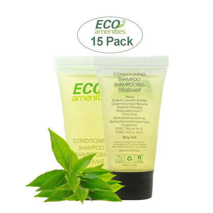 ECO Amenities 60 Pcs, 4-Piece Travel Size Toiletries Kit, Includes Small Bar Soap, 2 in 1 Hotel Shampoo and Conditioner Supplies for Guests, Body Lotion, Travel Toothbrush Set with Toothpaste, 15 Kits