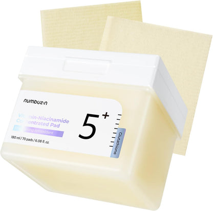 numbuzin No.5 Toner Pads | Vitamin-Niacinamide Concentrated Pad | Double-Sided | Glutathione, Niacinamide, PHA & LHA | Exfoliation, Hyperpigmentation Care | 70 Pads/180 ml