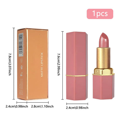 Nude Metallic Lipstick Lip Gloss for Women,Lightweight Shimmer Frosted Long Lasting Lipstick,Glitter Lip Stain Waterproof Smudge Proof 24 Hour Full Coverage Lip Makeup,Vegan