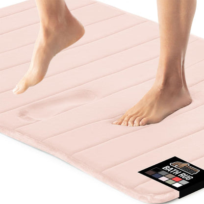 GORILLA GRIP Memory Foam Bath Mat, Soft Absorbent US Designed Bathroom Rug, Gripping Dots Machine Washable Bathmat, Cushioned Floor Mats, Shower Sink Rugs Room Décor Accessories, 24x17 Pink