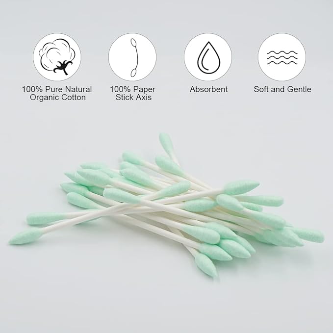 Green cotton swabs precision pointed