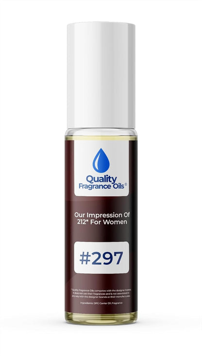 Quality Fragrance Oils' 212 for Women Impression #297 | Long-Lasting Perfume Oil, Alcohol-Free, Strong Scent, 10ml Roll-On | Affordable Alternative to Designer Fragrances