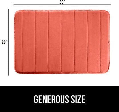 GORILLA GRIP Memory Foam Bath Mat, Soft Absorbent US Designed Bathroom Rug, Gripping Dots Machine Washable Bathmat, Cushioned Floor Mats, Shower Sink Rugs Room Décor Accessories, 30x20 Coral