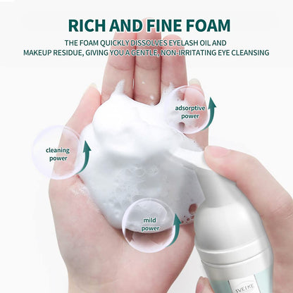 Eyelash Shampoo for Lash Extensions Kit, Prolong Lash Cleanser with Brush, Safe Eyelid Cleaner for Salon Home Use 2 fl.oz