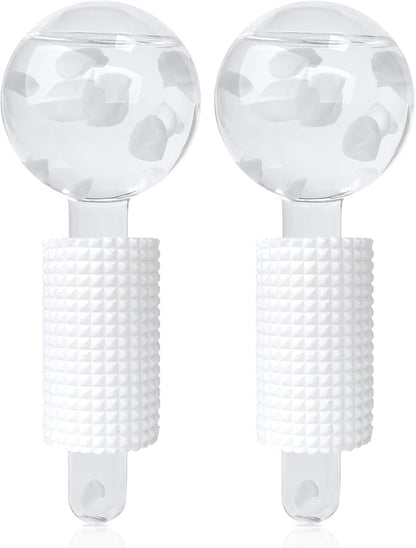 Ice Globes & Ice Roller for Face and Eyes - Facial Massage Tools for Skin Care, Reduce Wrinkles & Puffiness, Cooling Globes & Roller Ball for Glowing Skin 2PCS (White)
