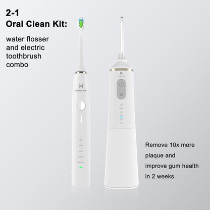 Upgraded Model Water flosser and Electric Toothbrush Combo-5 Brushing & Flossing Mode-Game-Changer for Your Oral Care Routine.2-in-1 Oral Clean Kit-for Teeth Cleaning and Gum Health(White)
