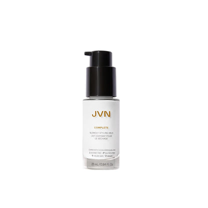 JVN Complete Blowout Styling Milk Heat Protector Cream, Style Memory, Anti-Humidity, Smooths & Protects, Travel Size (0.84 FL OZ)