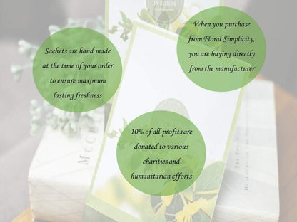 Floral Simplicity Sugar Plum Scented Sachets Pack of 3, Fall & Winter - Long-Lasting Scented Bags, Home Fragrance, Air Freshener & Deodorizer for Closet, Room, Drawer, or Cars, Made in USA