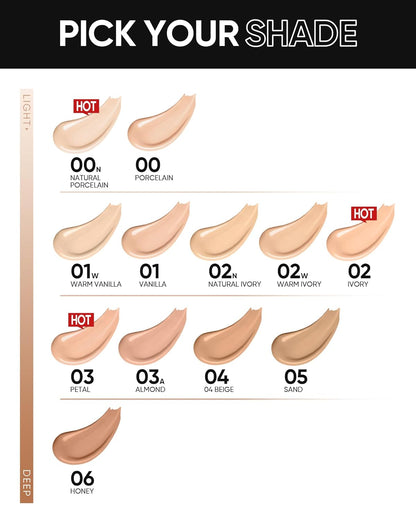 Velvet Matte Cushion Foundation Blue Ultra Cover Powder Foundation, 12h Oil-Control, Lightweight, Long-Lasting, Waterproof Korean Cushion Makeup (02N Natural Ivory)