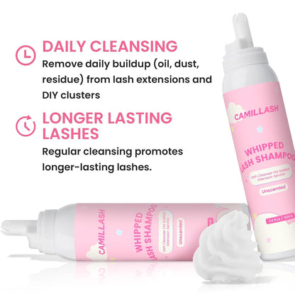 Whipped Lash Cream Shampoo Unscented Foam Cleanser | 100ml Eyelash Extension Cleaning Bath Kit | Salon&Home Use