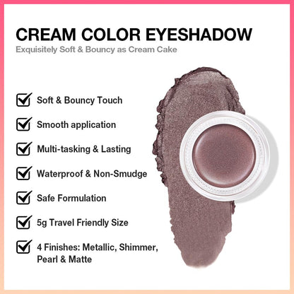 Cream Glitter Taupe Shimmer Metallic Eyeshadow Palette Makeup, Natural Single Mini Instant Holographic Eyeshadow For Women, Sombras Crema Para Ojos, Talc, Paraben & Cruelty Free, R04