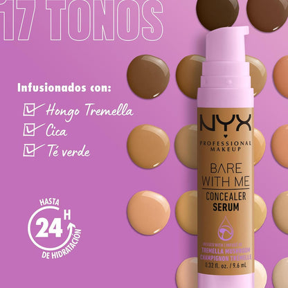 NYX PROFESSIONAL MAKEUP Bare With Me Concealer Serum, Up To 24Hr Hydration - Deep (Pack of 2)