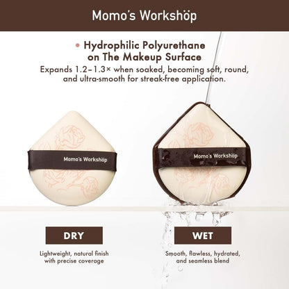 Makeup Sponge Set, Hydropolyurethane Sponges, Dry/Wet Use with Lychee-Pattern PU Leather, Expands 1.3x, for Full/Sheer Coverage Finish,3pcs Beauty Puffs &Storage Case