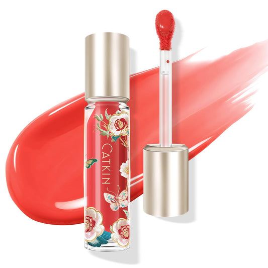Catkin Lip Plumper Gloss, Tinted Lip Serum with Hyaluronic Acid & Jojoba Oil, Non-sticky Volumizing Hydrating Formula for a High Shine Maximum 3D Look, Plump & Soft Lips 0.12 Fl Oz - C09 Cherry Ruby