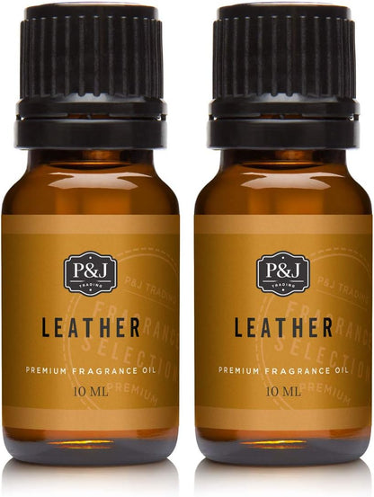 P&J Trading Fragrance Oil | Leather Oil 10ml 2pk - Candle Scents for Candle Making, Freshie Scents, Soap Making Supplies, Diffuser Oil Scents