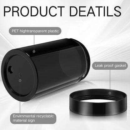 Patelai 4 Pieces Round Wide-mouth Leak Proof Plastic Container Jars with Lids for Travel Storage Makeup Beauty Products Face Creams Oils Salves Ointments DIY Making(12 Ounce,Pure Black)