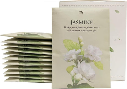 Jasmine Scented Sachet Bags - 12 Pack Home & Car Freshener, Odor Eliminator for Closets, Rooms, Drawers, Wardrobes, Toilets, Long - Lasting 360 - Day Fragrance