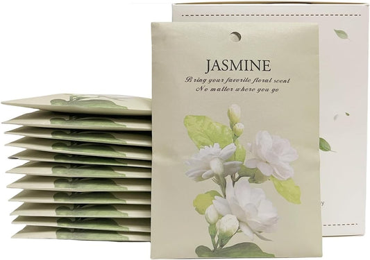 Jasmine Scented Sachet Bags - 12 Pack Home & Car Freshener, Odor Eliminator for Closets, Rooms, Drawers, Wardrobes, Toilets, Long - Lasting 360 - Day Fragrance
