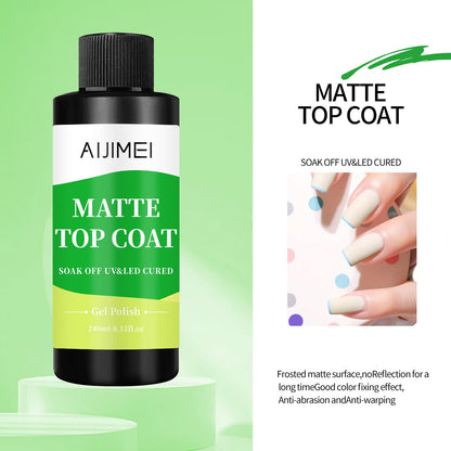 AIJIMEI Elegant Satin Matte Top Coat for Nails Finish Nail Polish Matte Nail Top Coat, Long-Lasting Nail Polish Matte Top Coat & Quick-Dry Top Coat Satin Matte TopCoat 8 Fl Oz