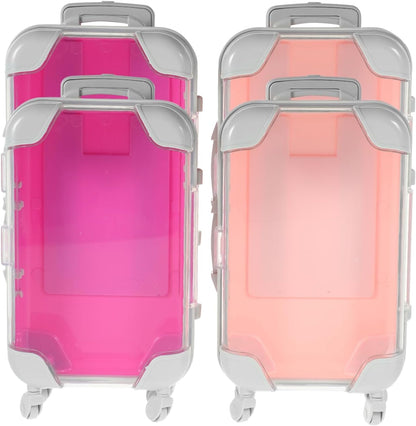 4-Piece Mini Eyelash Box Set Travel Makeup Organizer Portable False Lash Storage Case Pink Rose Red 6.49X3.34X1.96 Inches