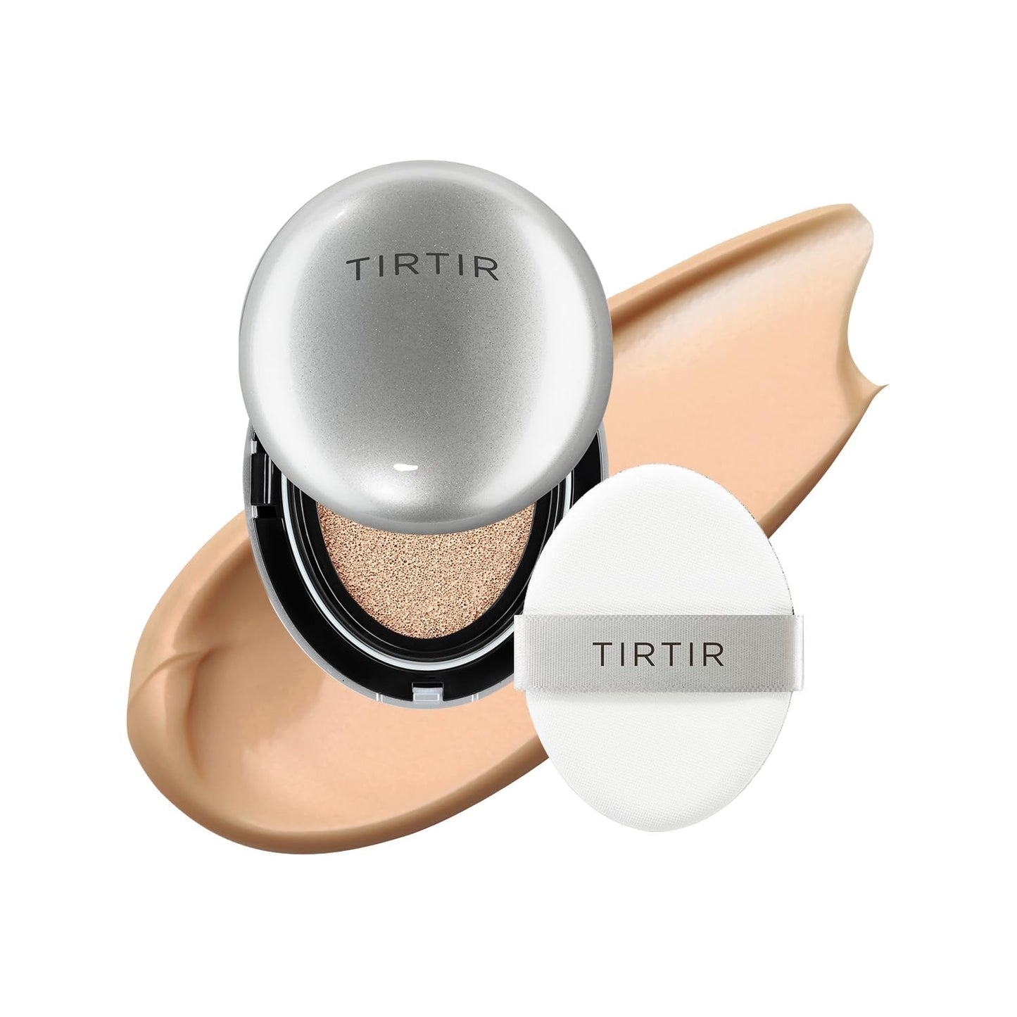 [*Mini Size*] TIRTIR Aura Glow Silver Cushion | Korean Cushion Foundation, (#27C Cool Beige, 0.15 Fl Oz)