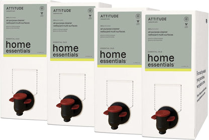 ATTITUDE Multi-Purpose Cleaner with Essential Oils, EWG Verified, Plant and Mineral-Based Ingredients, Vegan Household Products, Bulk Refill, Geranium and Lemongrass, 67.6 Fl Oz (Pack of 4)