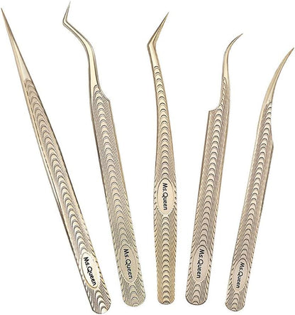 Ms.Queen Lash Tweezers for Eyelash Extension-Professional Lashing Tweezers for Mega Volume Mink Eyelashes Extensions Applying