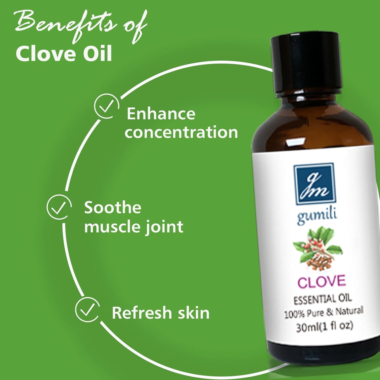 Clove Oil 1 Oz, 100% Pure Clove Bud Essential Oil for Teeth and Gums, Natural Aromatherapy Essential Oils for Diffuser, Skin and Hair Care