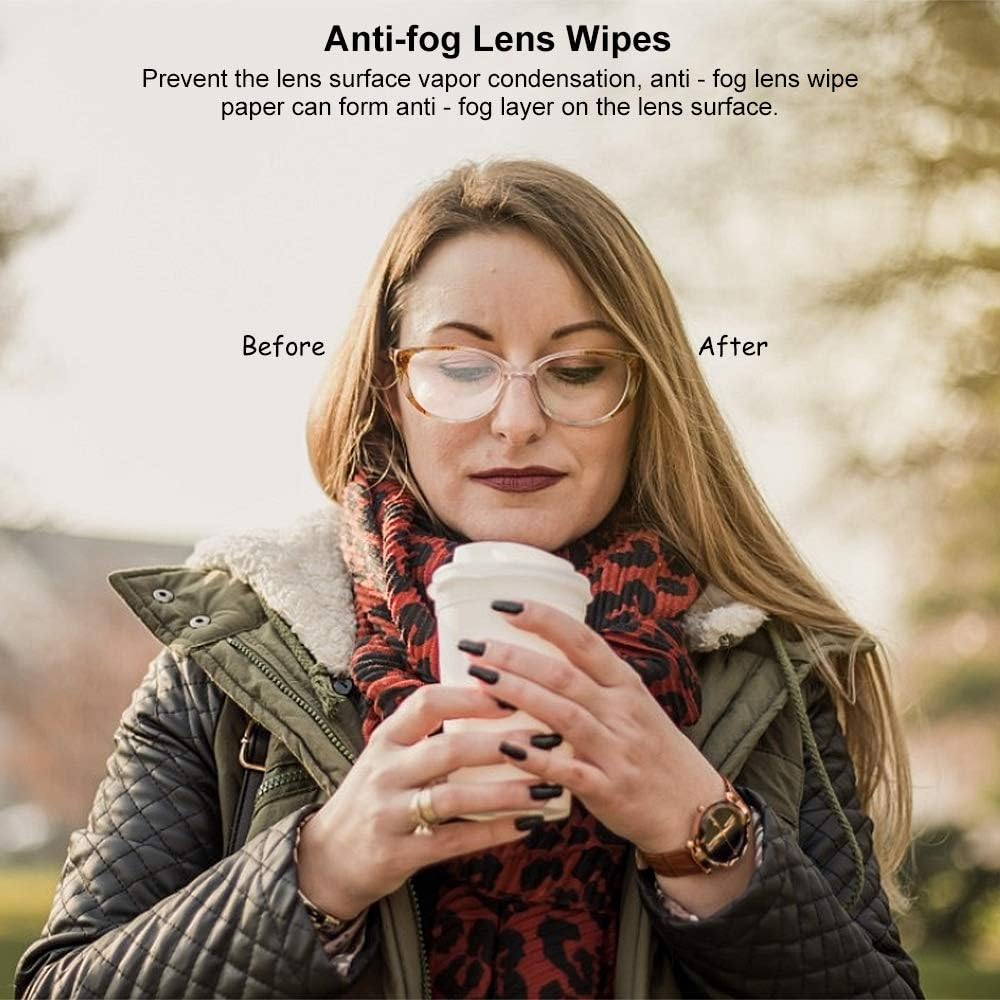 Anti-Fog Lens Wipes Pre-Moistened Anti-Fog Wipes,6" X 5",for Eye Glasses (200 Pack)