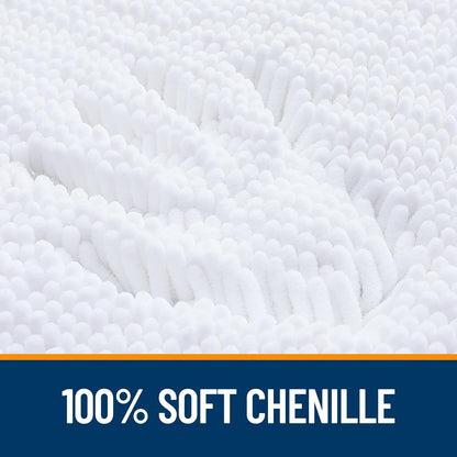 OLANLY Bathroom Rugs 59x20, Extra Soft Absorbent Chenille Bath Rugs, Rubber Backing Quick Dry, Machine Washable Bath Mats for Bathroom Floor, Tub and Shower, Home Decor Accessories, White