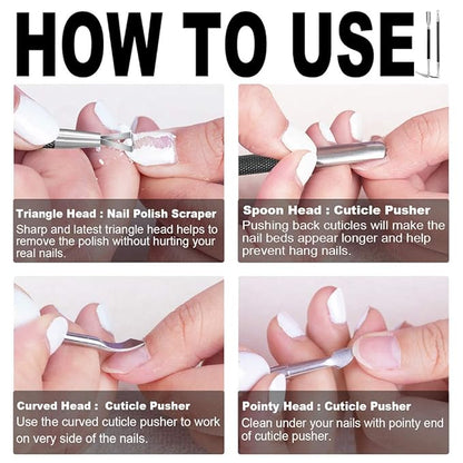 2PCS Metal Black Cuticle Pusher
