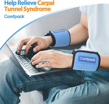 Cold Therapy Wrap with 2 Packs & 2 Sleeves for Pain Relief, Reusable Gel Ice Packs for Foot Plantar, Wrist, Ankle, for Sprains, Muscle Pain, Bruises, Injuries, Blue