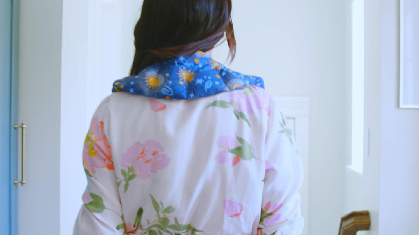 Nature's Approach Herbal Neck Wrap Microwavable Shoulder Wrap Cotton Organic Heating Pad - Cold Therapy Pain Relief for Muscle Tension Stress Reduction (Shoulder Wrap Celestial Indigo)