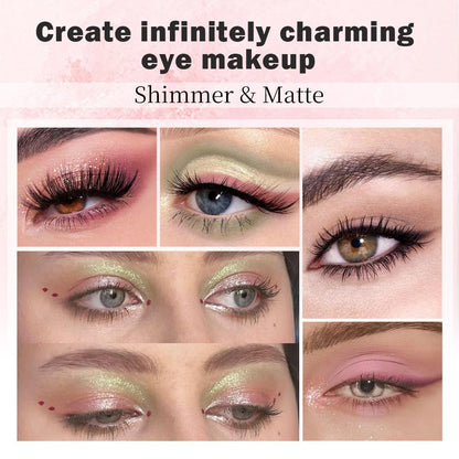 Nude Pink 7Colors Eyeshadow Makeup Palette with Mirror,Green Natural Neutral Eye Shadow Palettes for Older Women,Long Lasting Naturing-Looking,Lightweight,Waterproof,Eye Makeup Kit Travel Size,Vegan