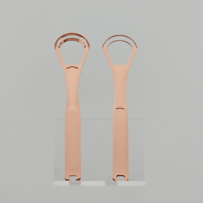 2PCS Tongue Scraper Cleaner Brush Wide-head Double Blades Scrapers For Oral Care, Rose Gold Color