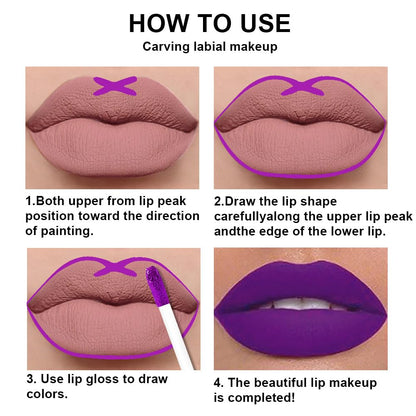 evpct 2Pcs Lavender Purple Matte Liquid Lipstick Lip Gloss Stain and Retractable Lip Liner Makeup Set for Women Long Lasting Waterproof 24 Hours Lipstick labial mate larga duracion 24 53#