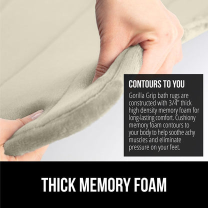 GORILLA GRIP Memory Foam Bath Mat, Soft Absorbent US Designed Bathroom Rug, Gripping Dots Machine Washable Bathmat, Cushioned Floor Mats, Shower Sink Rugs Room Décor Accessories, 60x24 Champagne