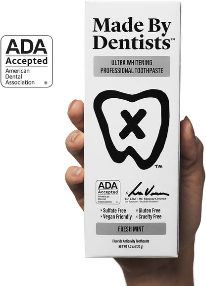 Professional Ultra Whitening Toothpaste - 2 Pack - Sensitive Teeth Whitening Toothpaste with Sodium Fluoride & Hydrogen Peroxide, ADA Approved, Vegan, 2 x 4.2oz