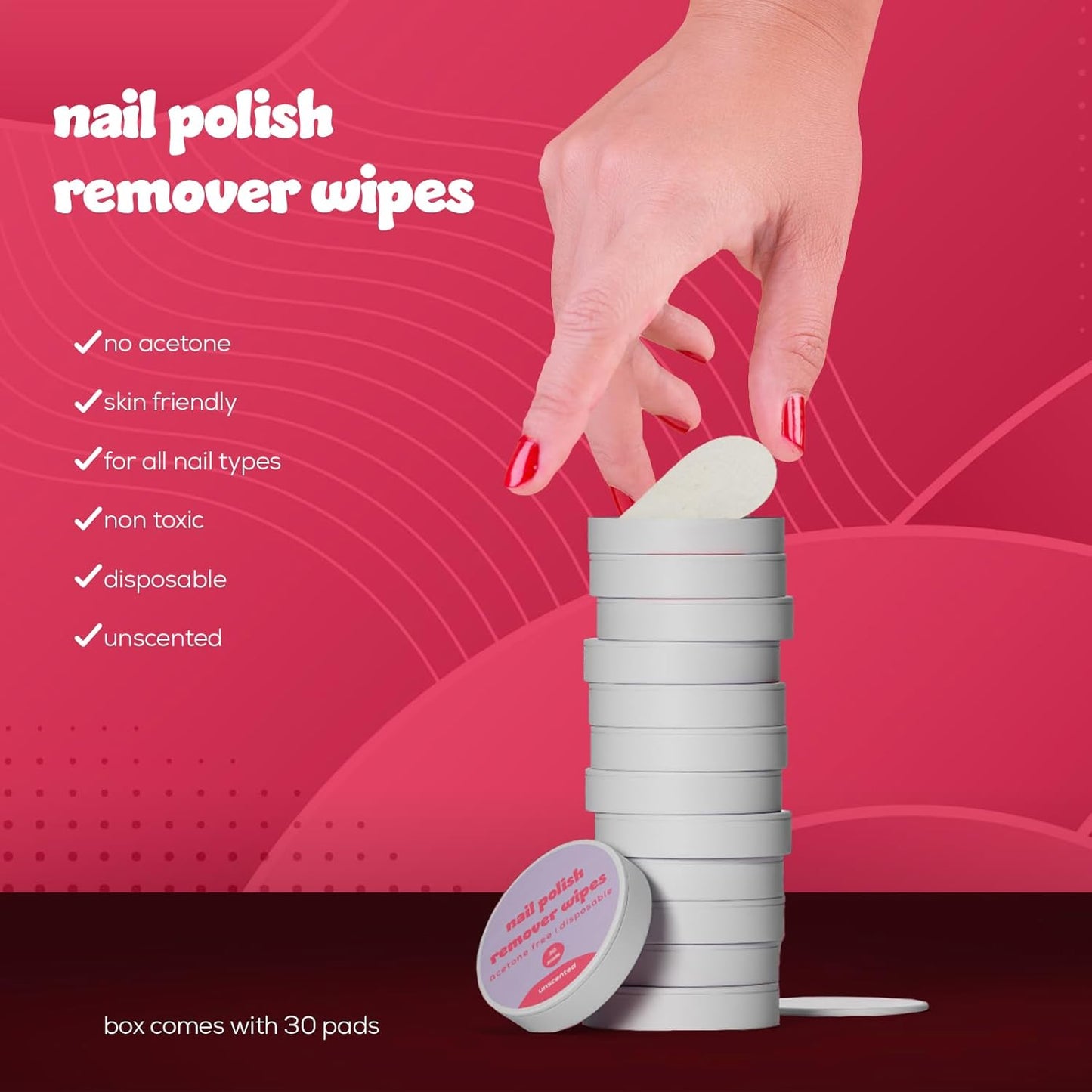 Biopure Nail Polish Remover Wipes Acetone-Free & Non-Toxic – Quick & Easy Nail Polish Removal, Travel-Friendly Disposable Pads w/Sealable Jar (90 Count, Unscented)