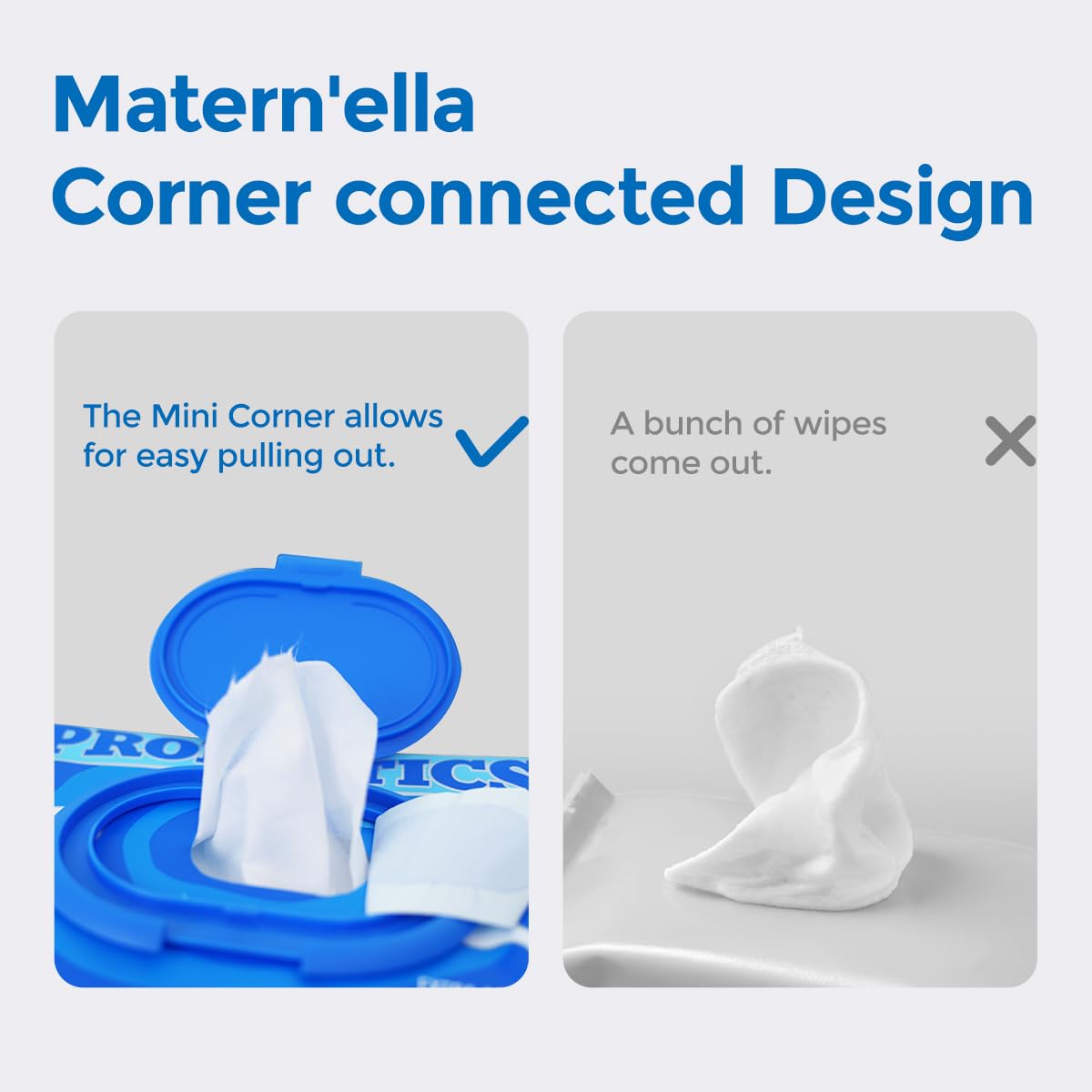 matern'ella Flushable Wipes Extra Large Corner-Connected Wet Wipes Plant Based Fibers With Probiotics Fragrance Free Sewer Safe Butt Wipe Adult 3 Packs of 80