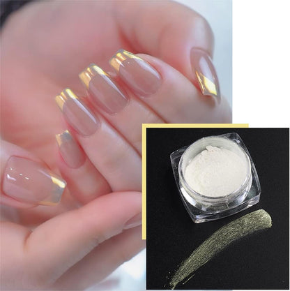 Pearl Chrome Nail Powder Set - 6 Colors Aurora Powder Mermaid Effect for Nails Iridescent Nail Glitter Shimmer White Rubbing Dust Nail Pigment Set Manicure Nail Art Decorations (Y451-459)